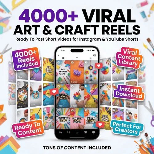 4000+ Viral Ready To Use Art & Craft Reels social media content bundle for Instagram Reels YouTube Shorts and TikTok creators